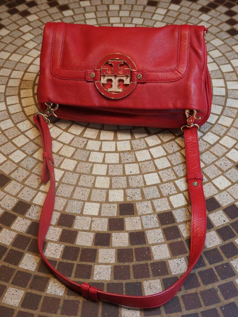 Tory Burch Red Leather Shoulder Bag